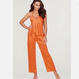 Frederick's of Hollywood Orange Satin Pajama Set